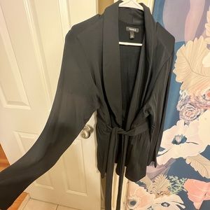 Torrid Black Stretch Wrap Blazer with Pockets and Ties